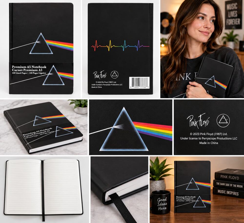 Pink Floyd The Dark Side of the Moon Premium A5 Notebook – 240 Lined Pages